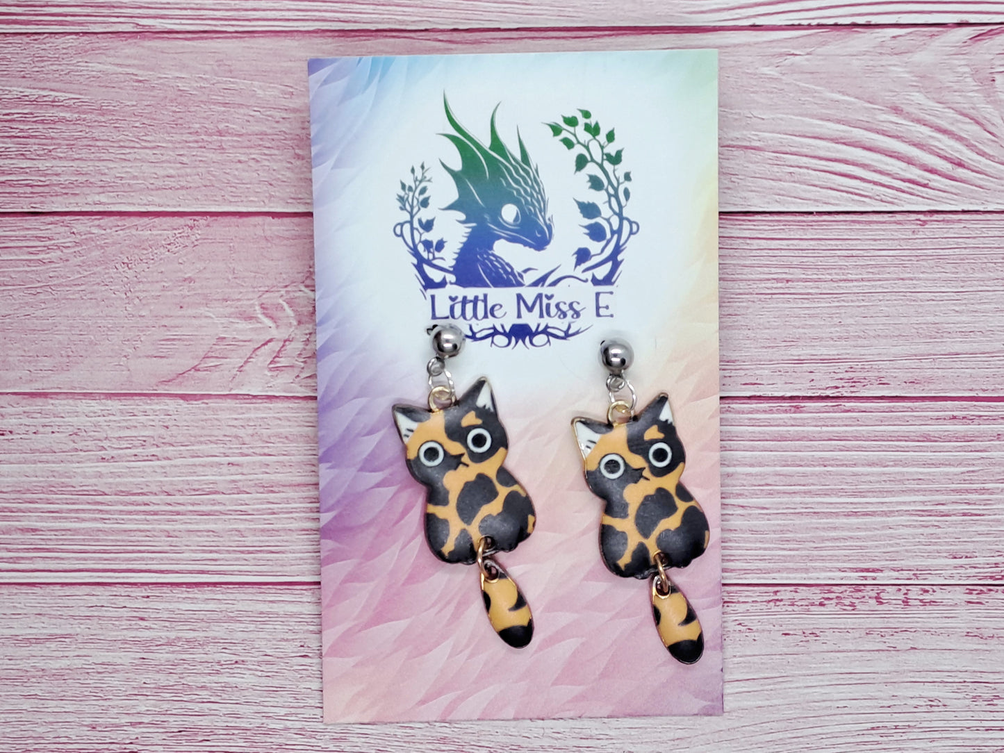Orange and Black Cat Stud Earrings