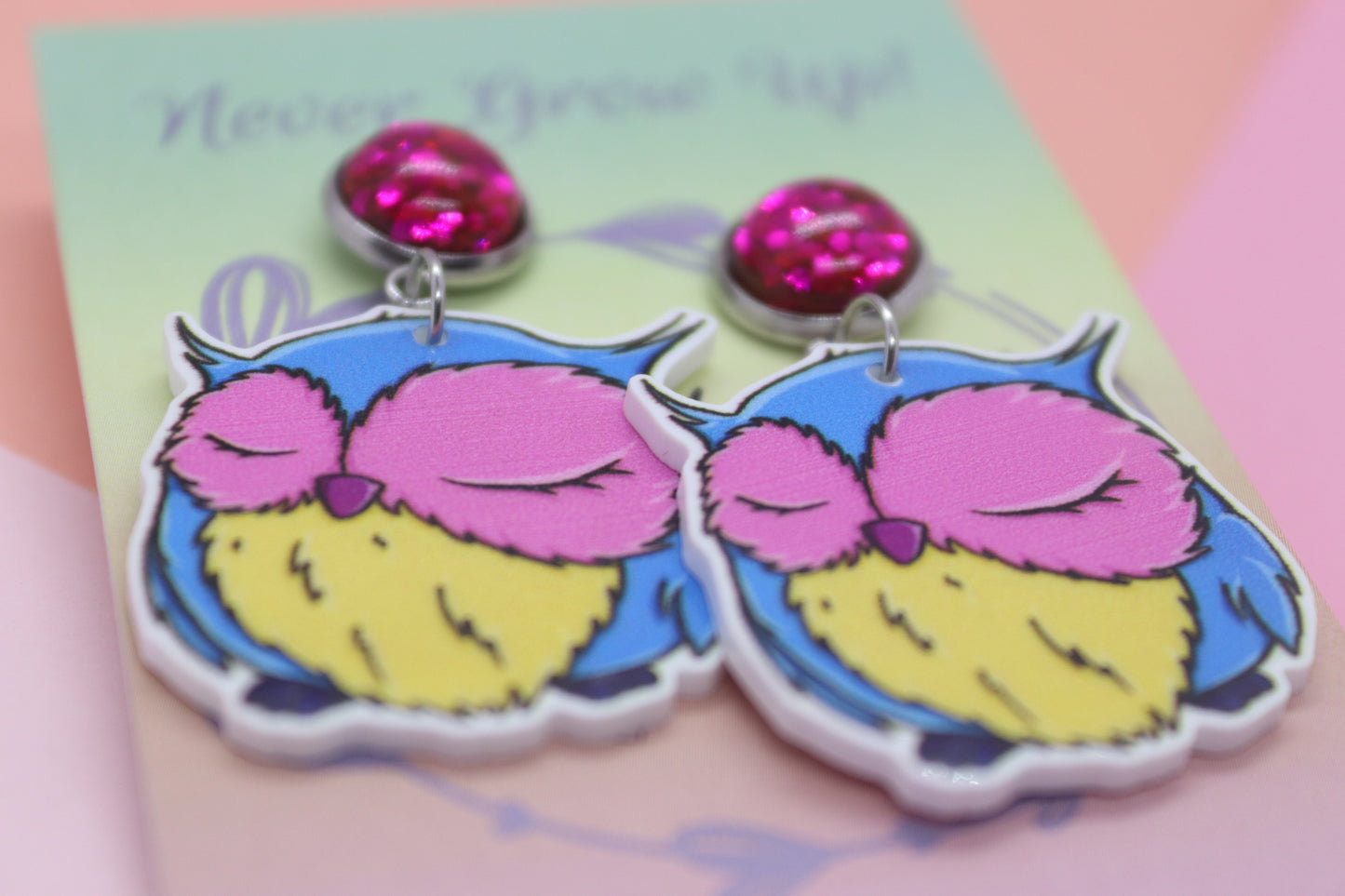 Petite Rainbow Owl Earrings