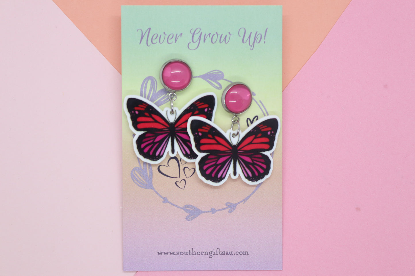 Petite Pink Butterfly Earrings