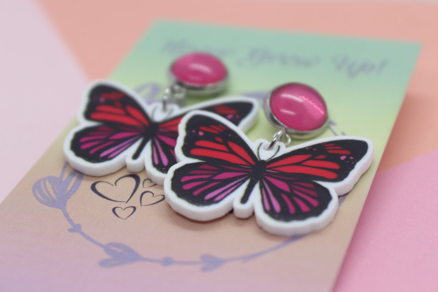 Petite Pink Butterfly Earrings