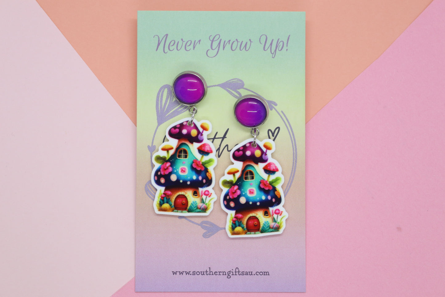 Petite Mushroom House Earrings