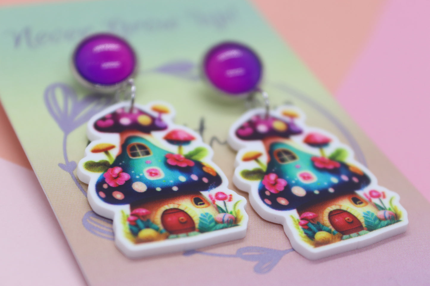 Petite Mushroom House Earrings