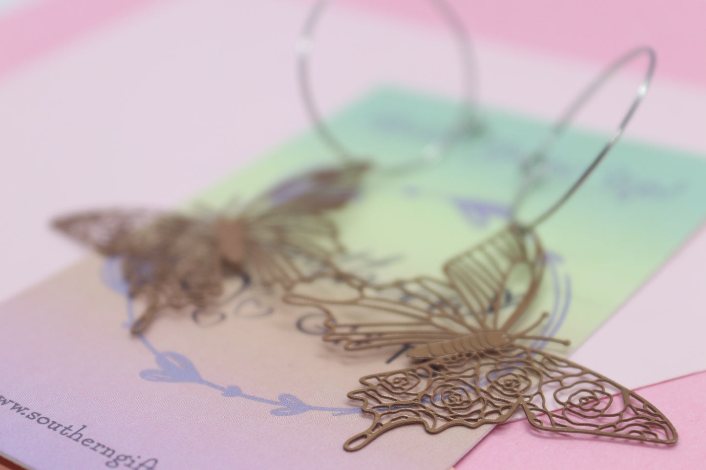 Filigree Gold Butterfly Hoops