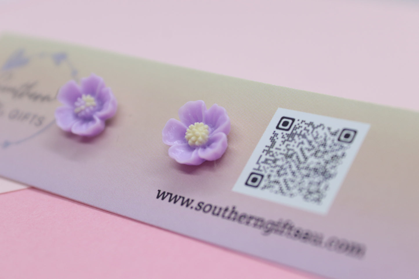3D Purple Flower Stud Earrings