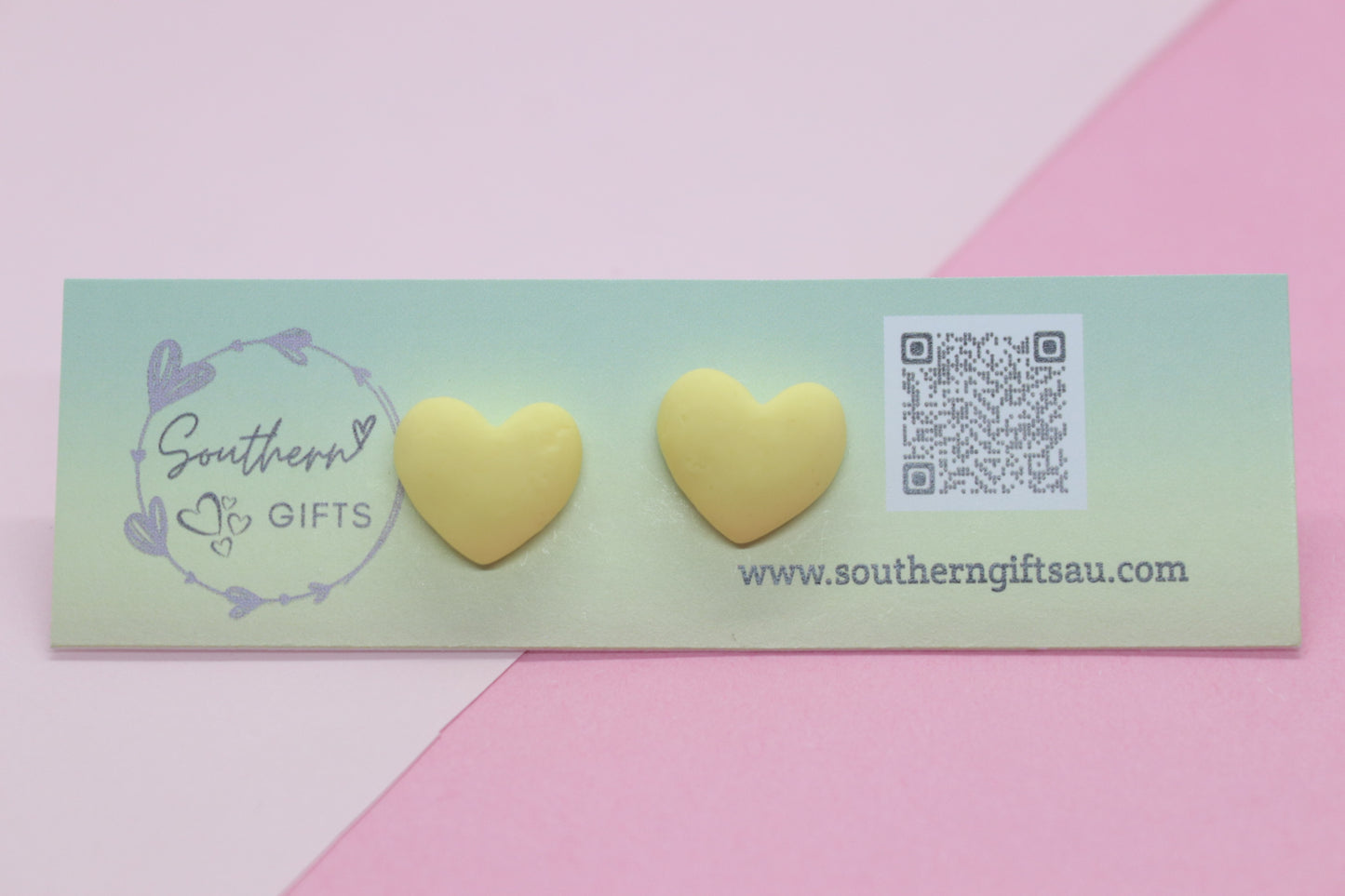Yellow Heart Stud Earrings