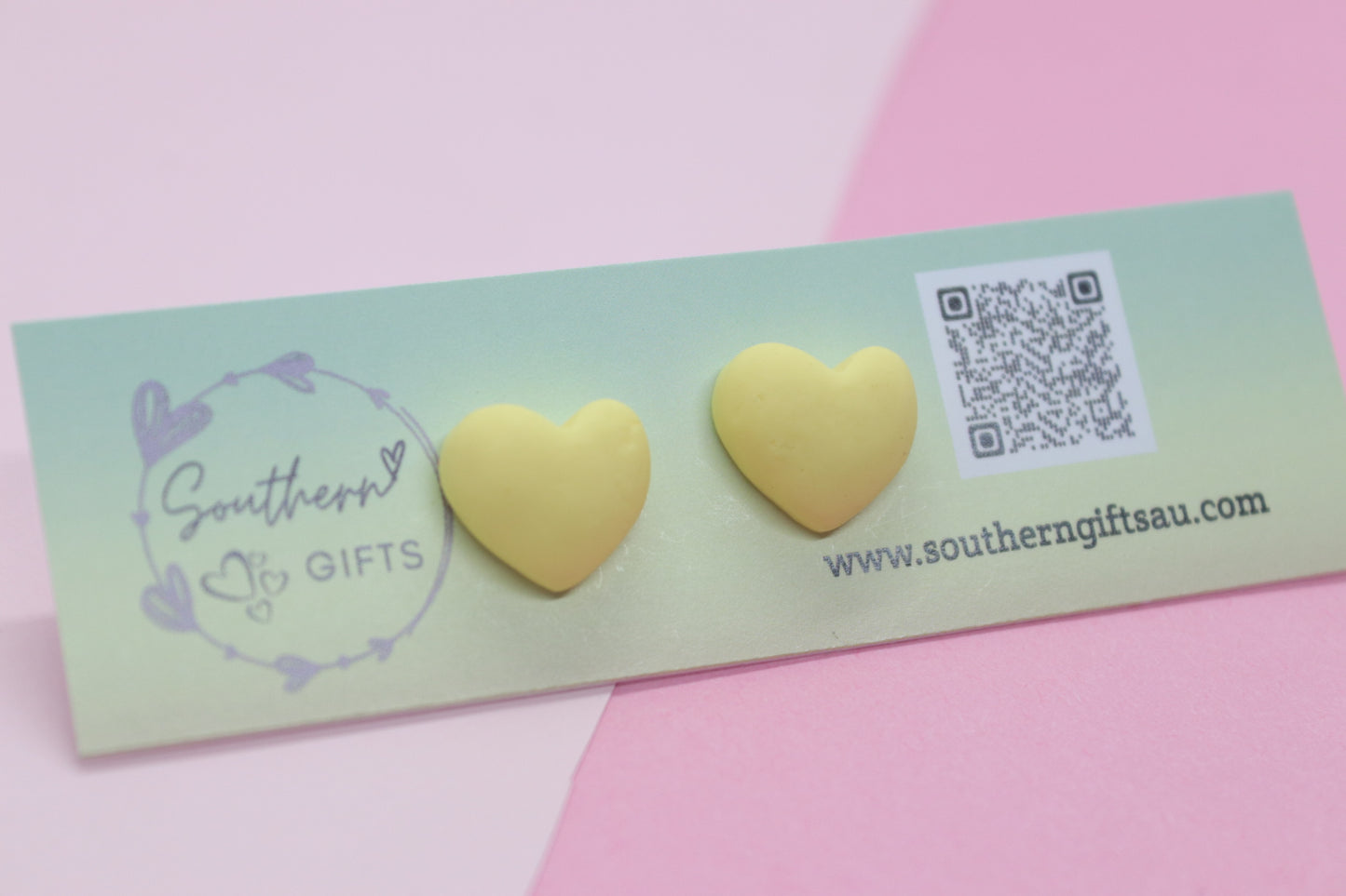 Yellow Heart Stud Earrings