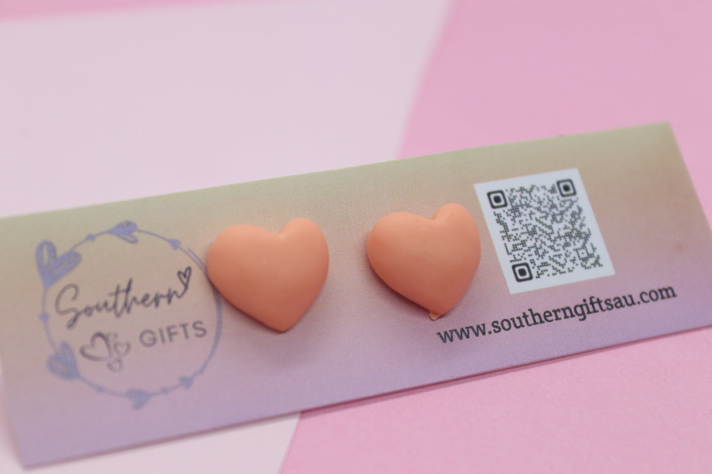Orange Heart Stud Earrings
