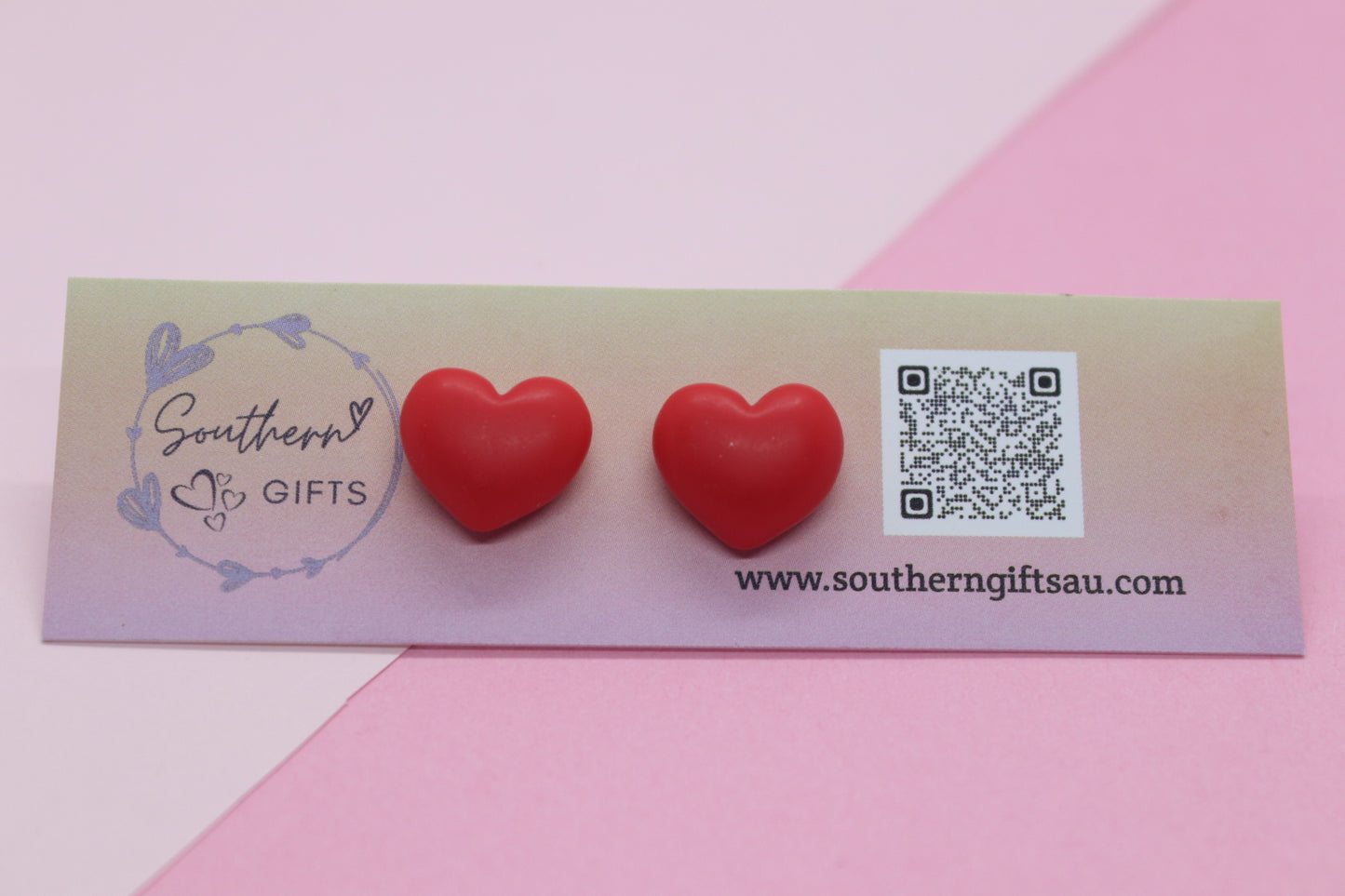 Red Heart Stud Earrings