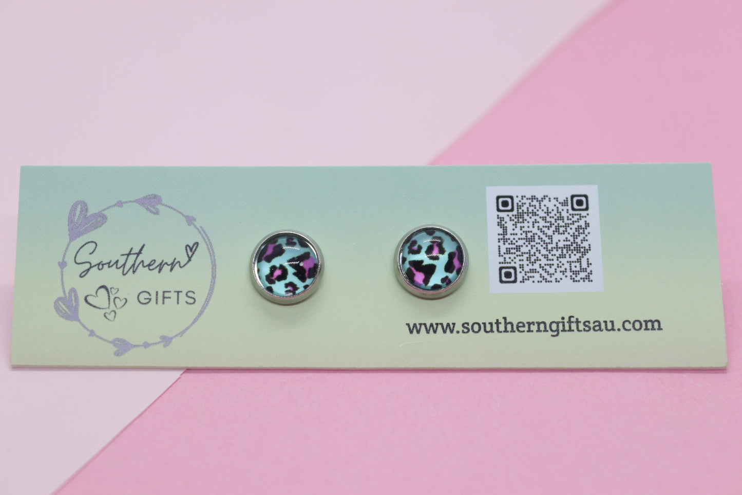 8mm Deluxe Leopard Print Stud Earrings