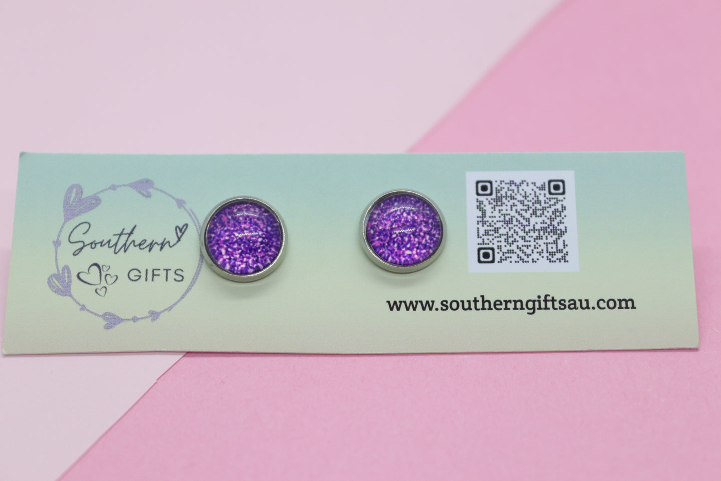 10mm Deluxe Purple Stud Earrings