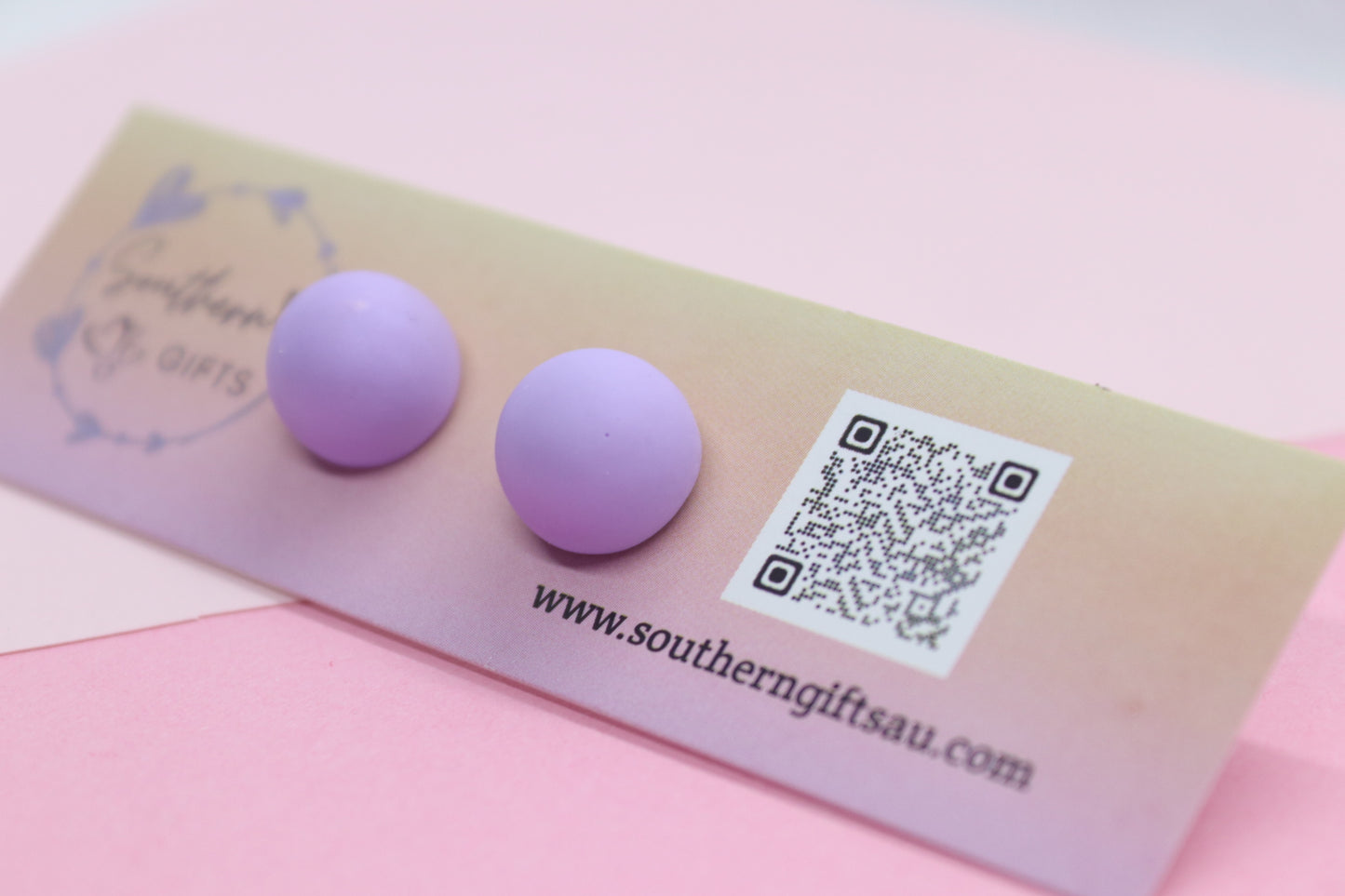 3D Purple Dot Stud Earrings