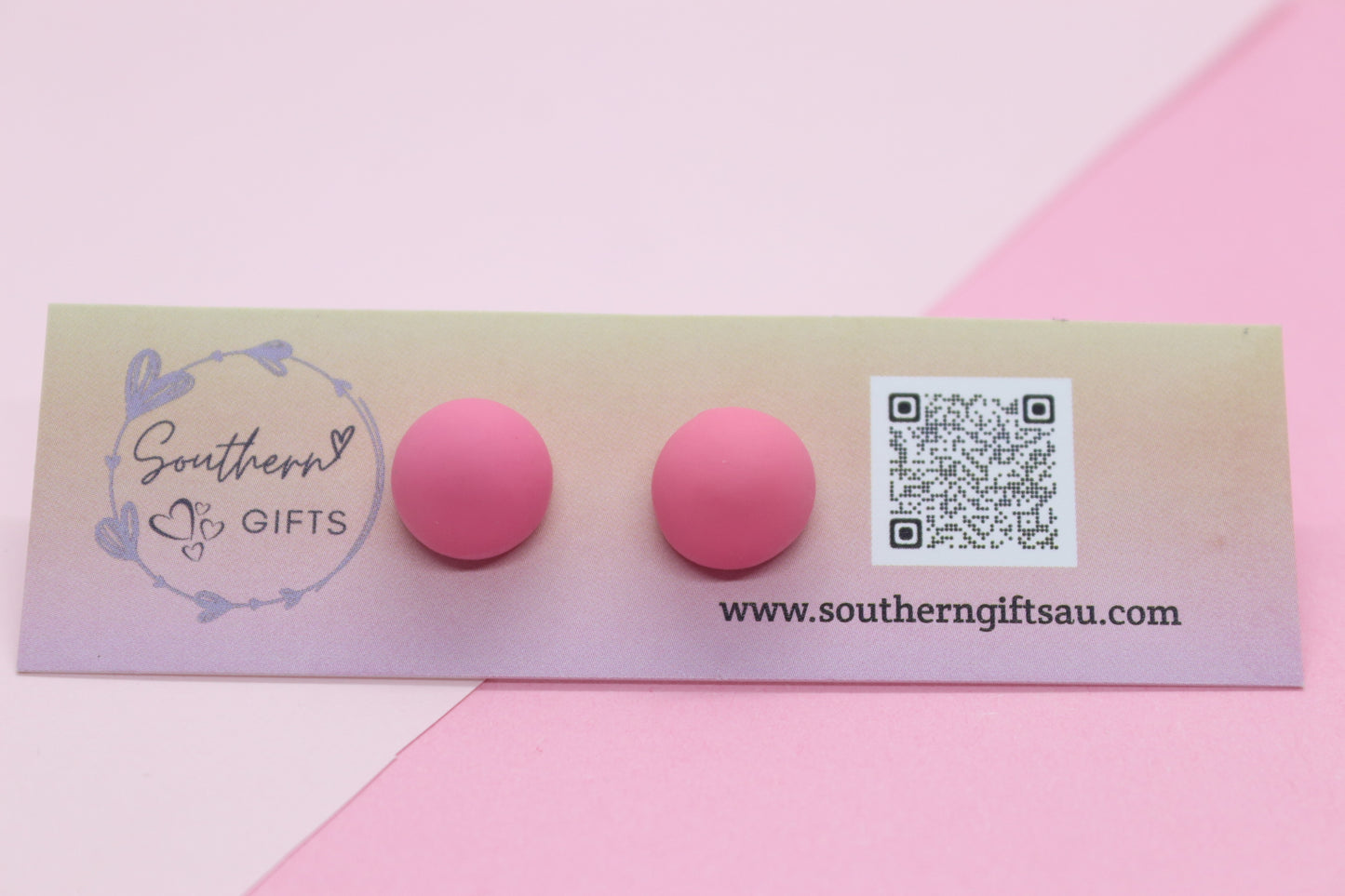 3D Pink Dot Stud Earrings