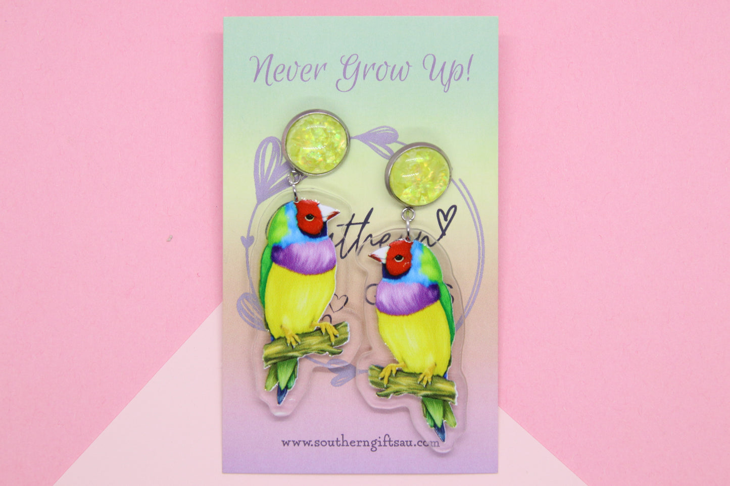 Gouldian Finch Statement Earrings