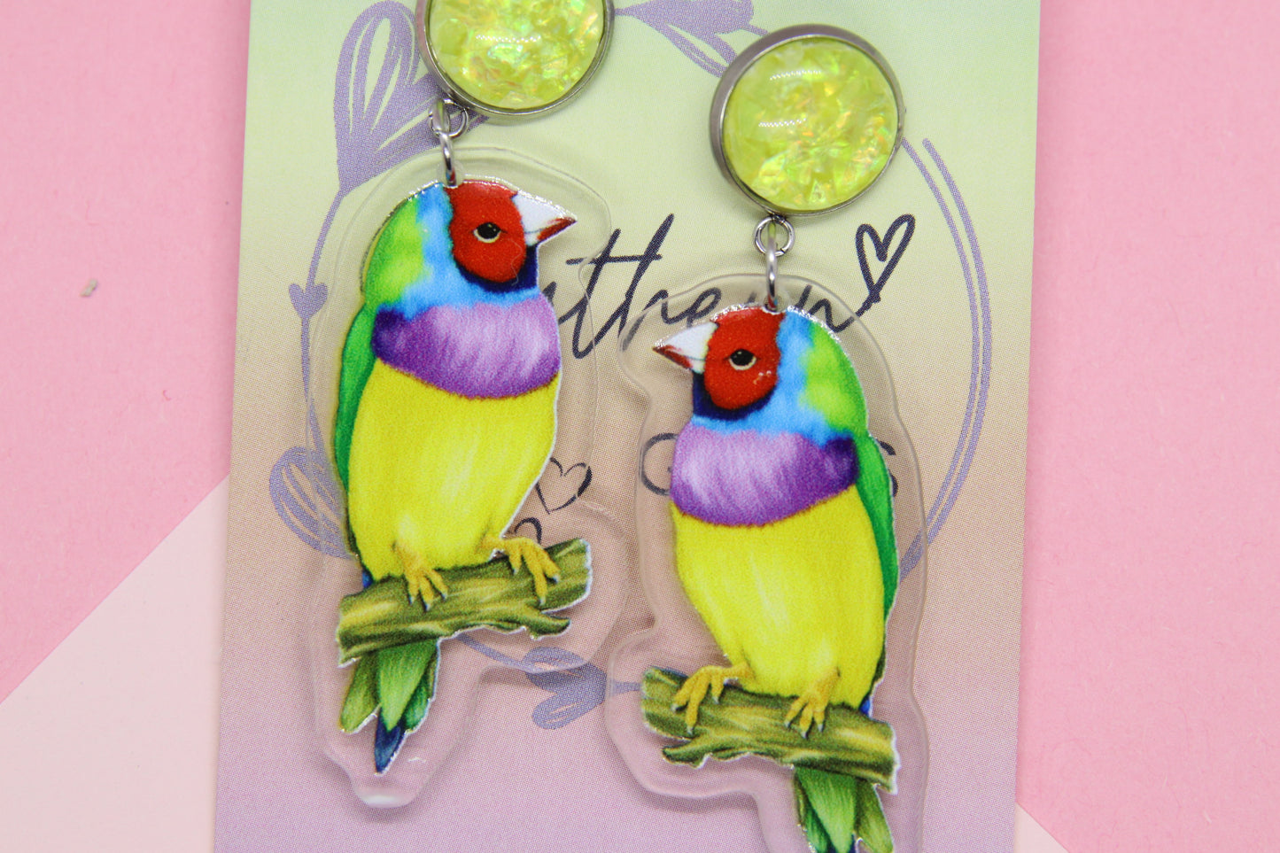 Gouldian Finch Statement Earrings