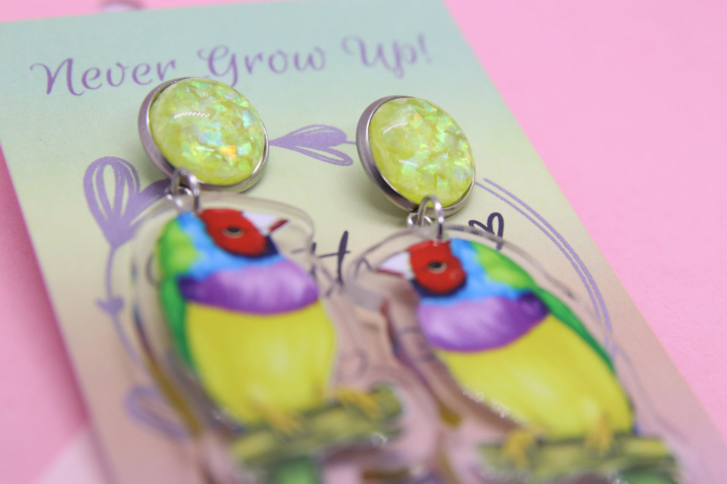 Gouldian Finch Statement Earrings