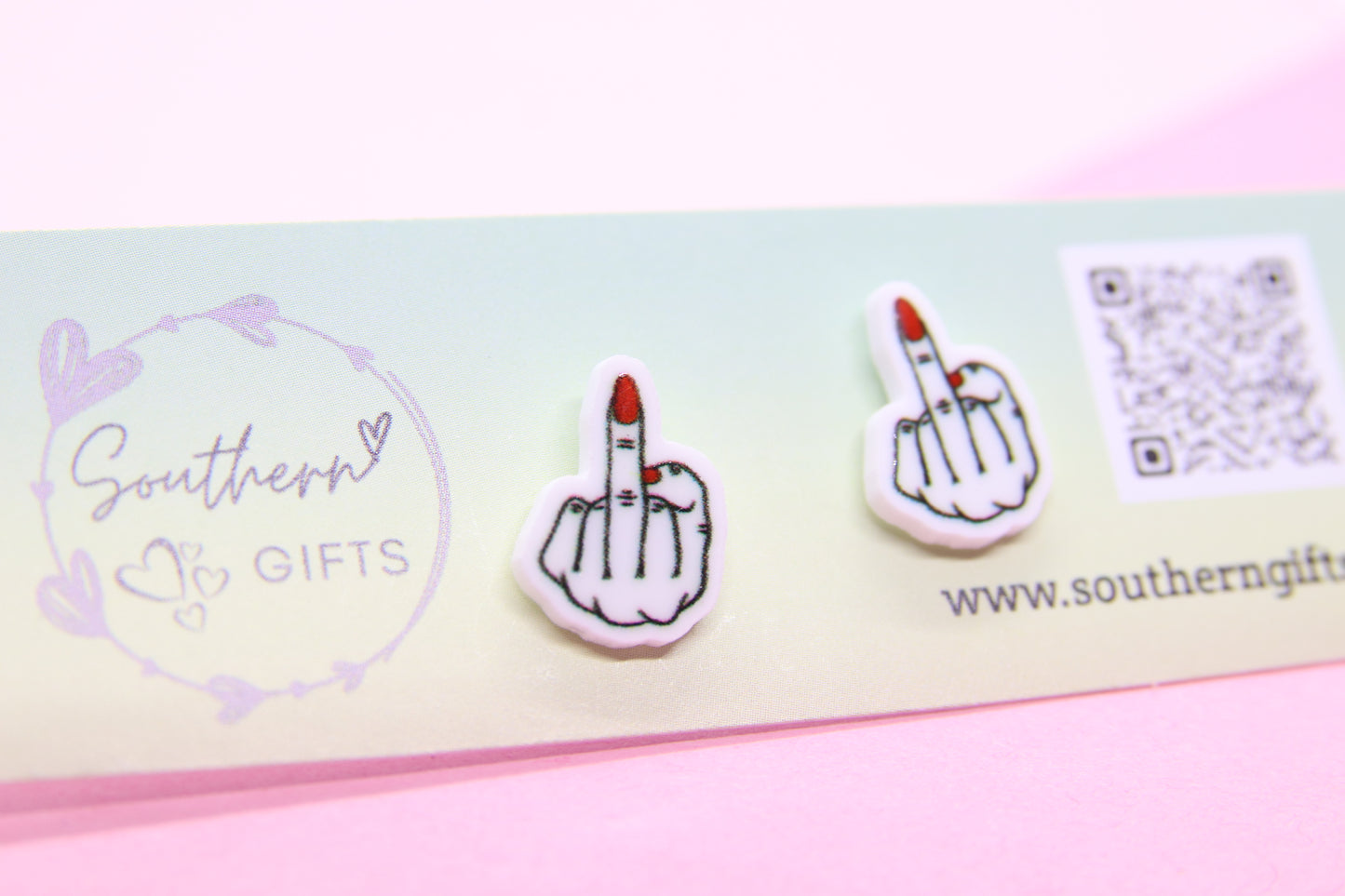 Middle Finger Stud Earrings