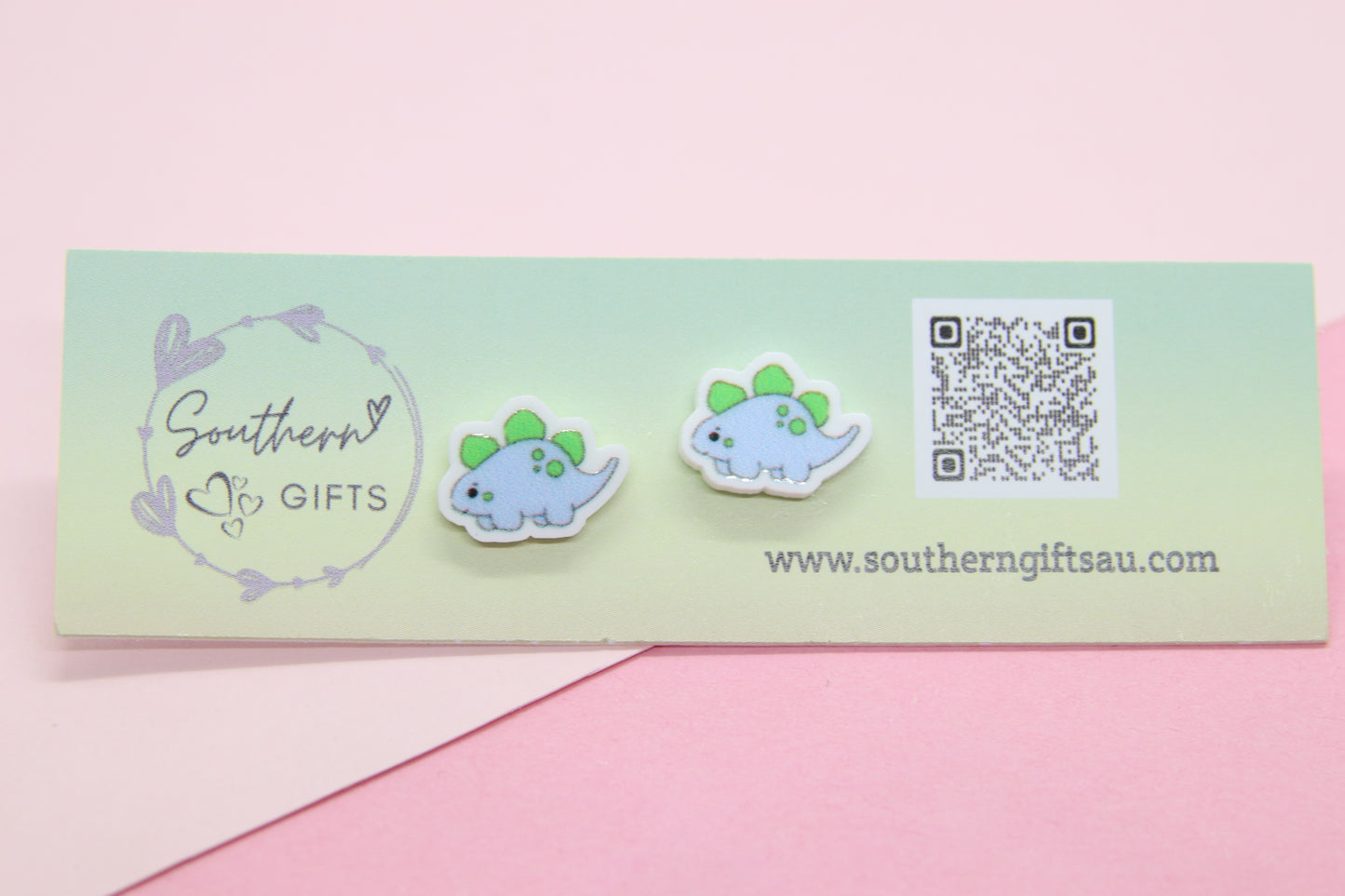 Blue Dinosaur Stud Earrings