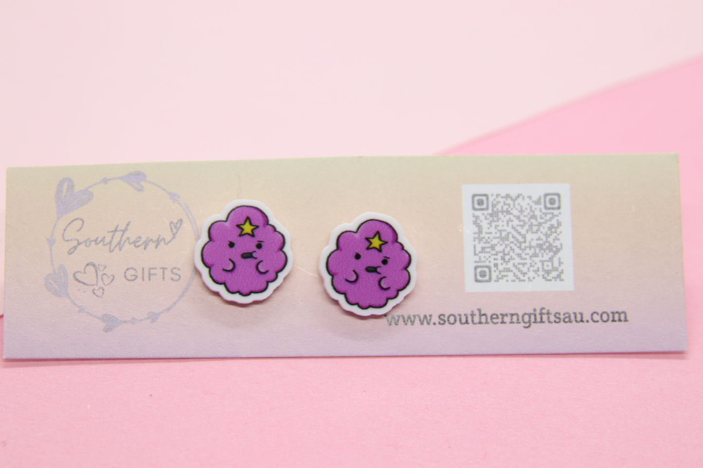 Adventure Time Lumpy Space Princess Inspired Stud Earrings