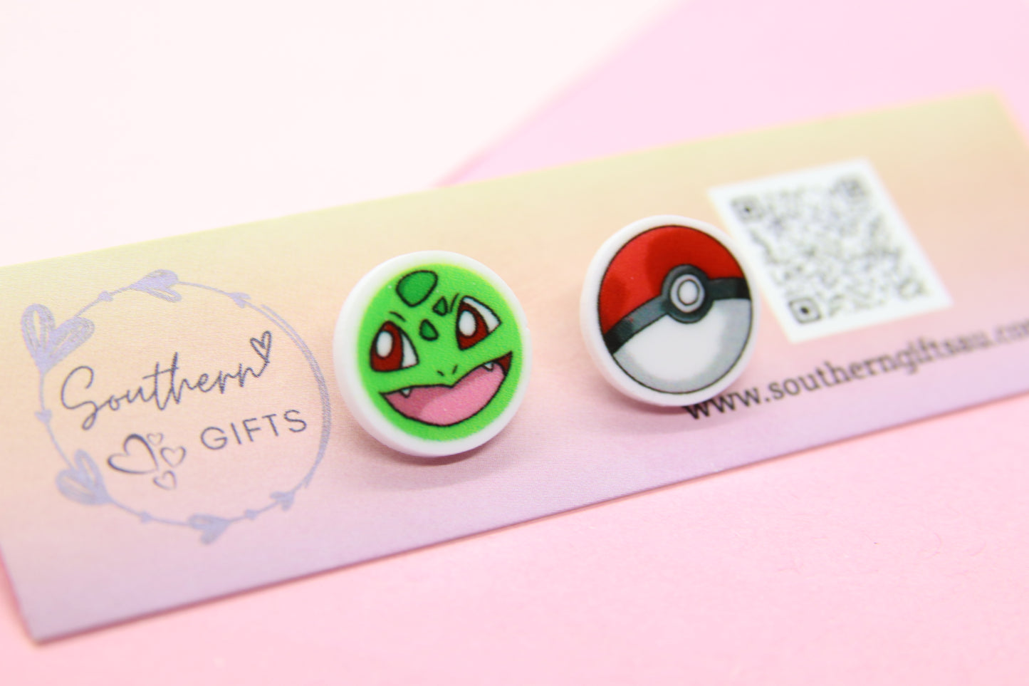 Bulbasaur Inspired Stud Earrings
