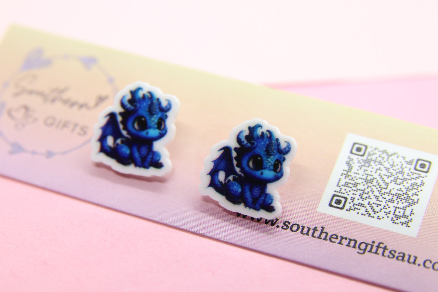 Blue Dragon Stud Earrings