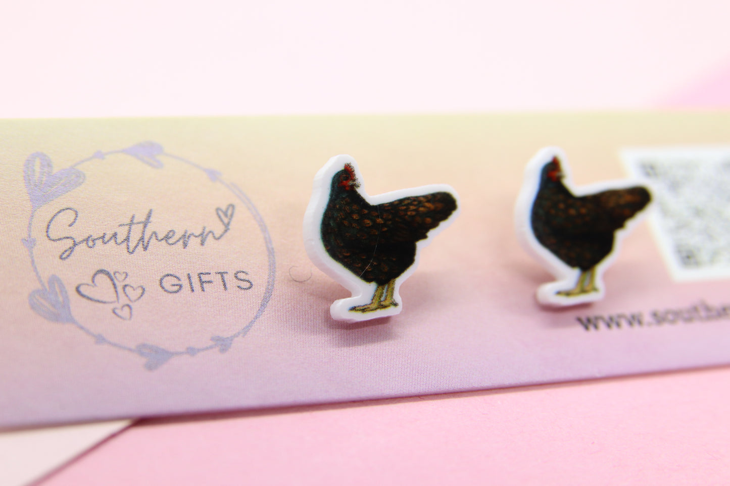 Brown Chicken Stud Earrings