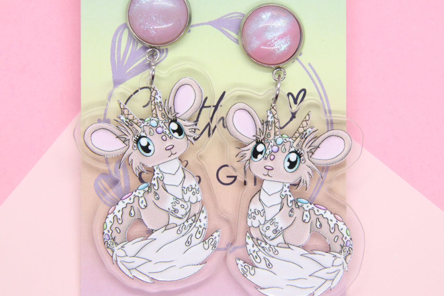 Icecream Mouse Floof Earrings