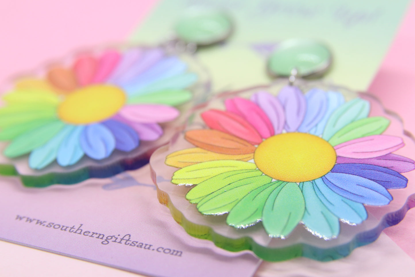 Rainbow Daisy Earrings
