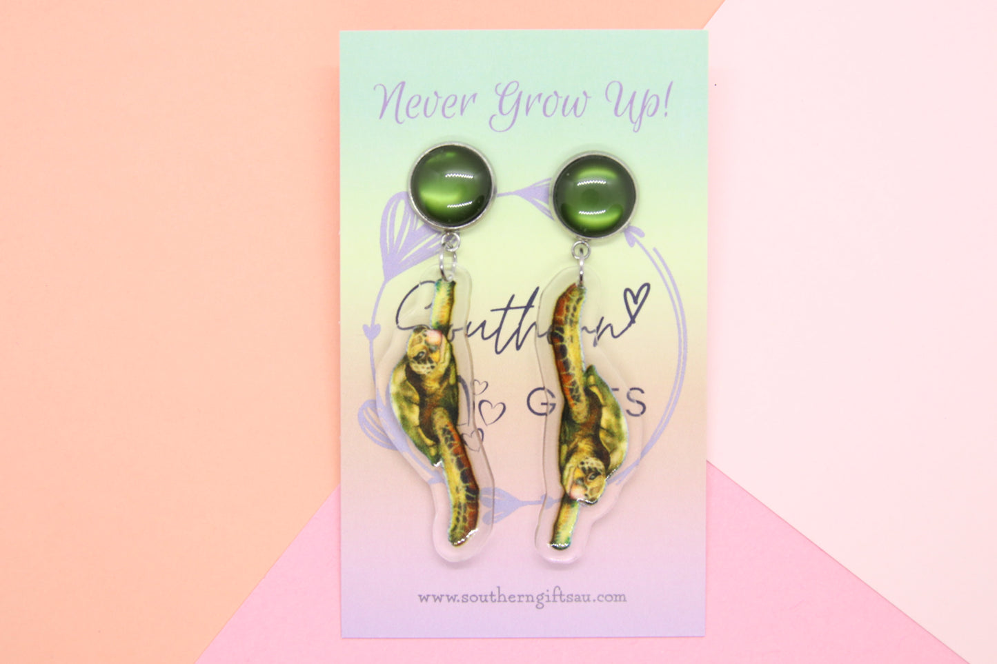 Green Sea Turtle Earrings
