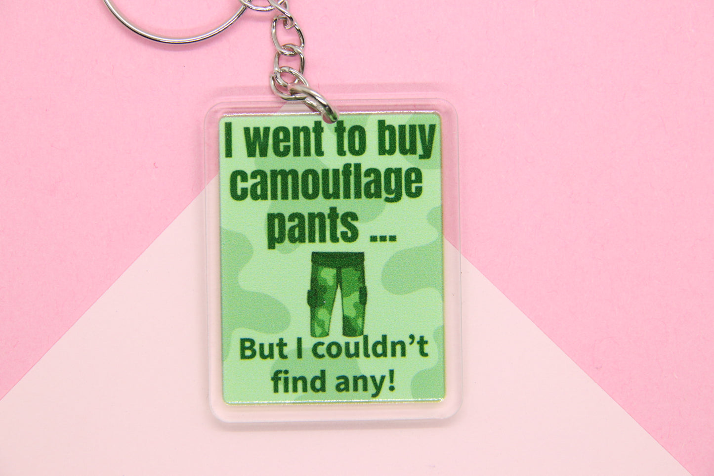 Camouflage Pants Dad Joke Keyring