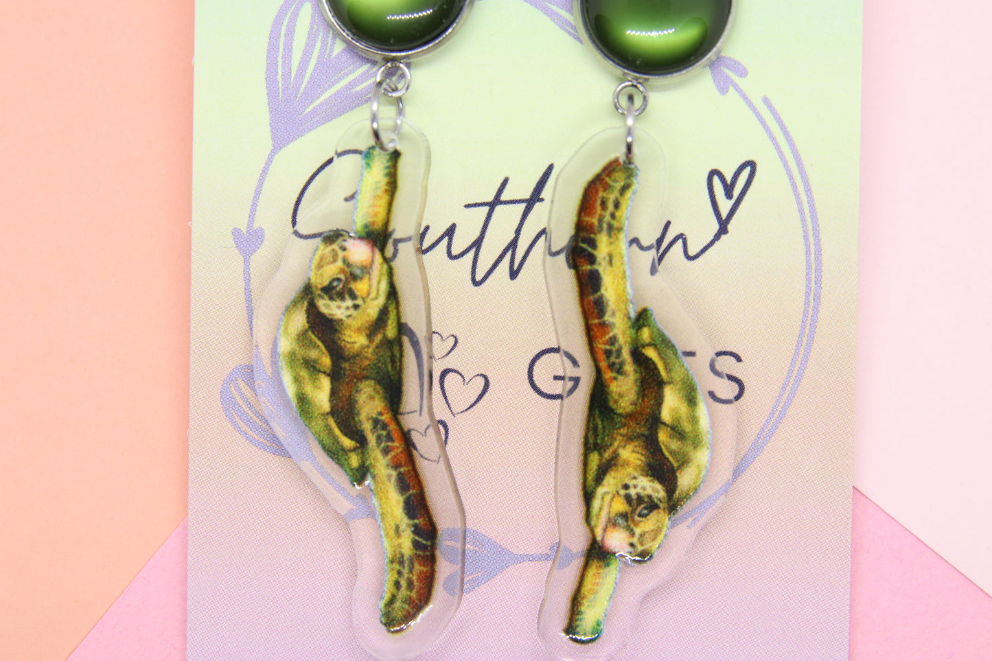 Green Sea Turtle Earrings