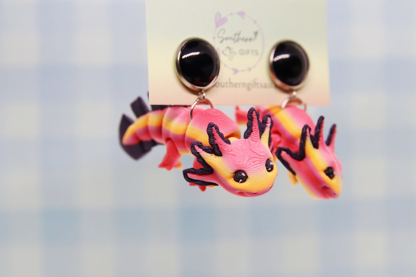 3D Sunset Axolotl Earrings