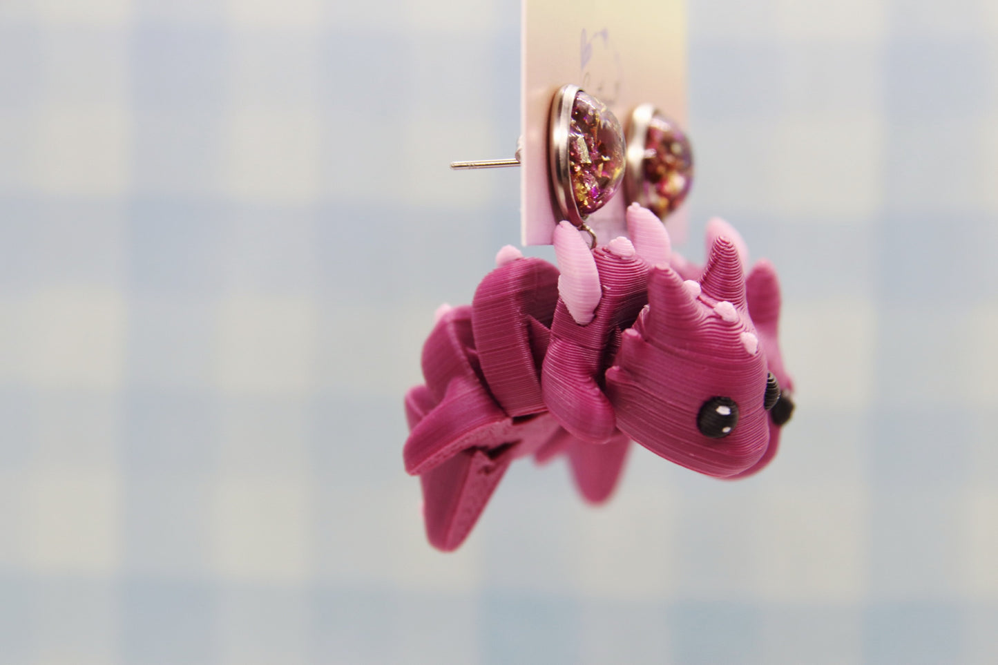 3D Burgandy Dragon Earrings