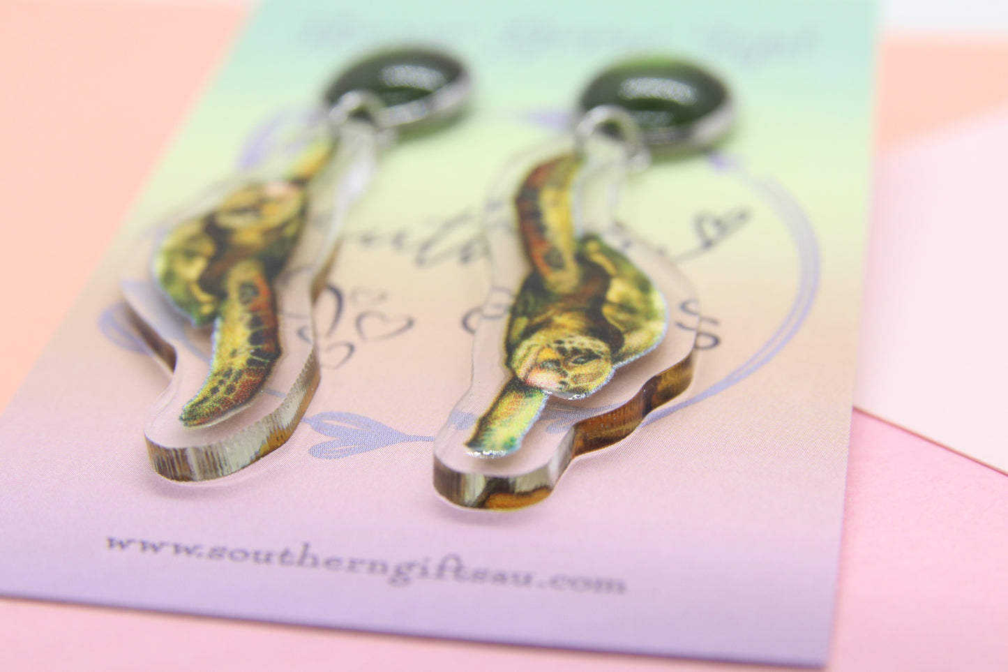 Green Sea Turtle Earrings