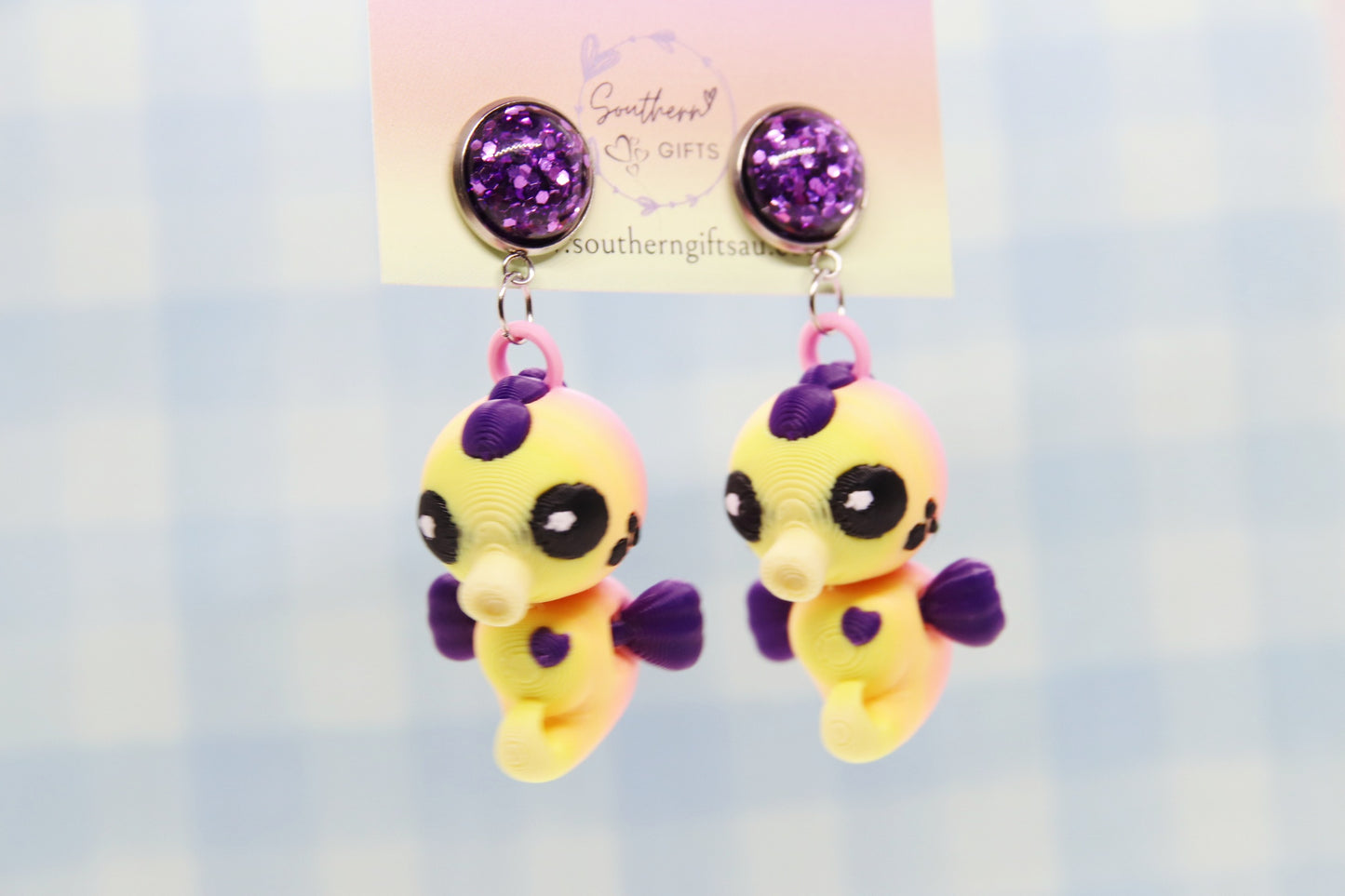 3D Seahorse Earrings