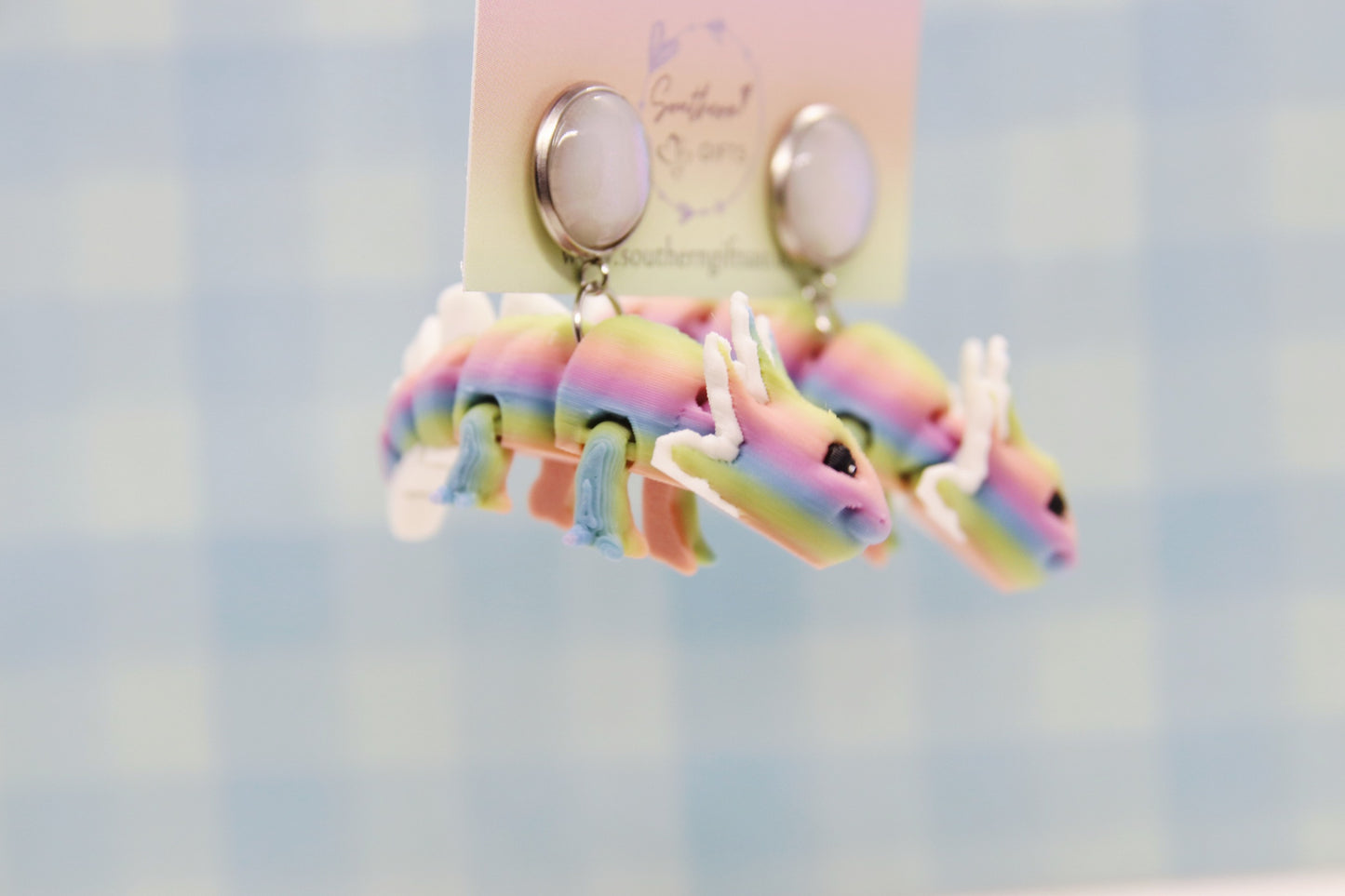 3D Pastel Axolotl Earrings