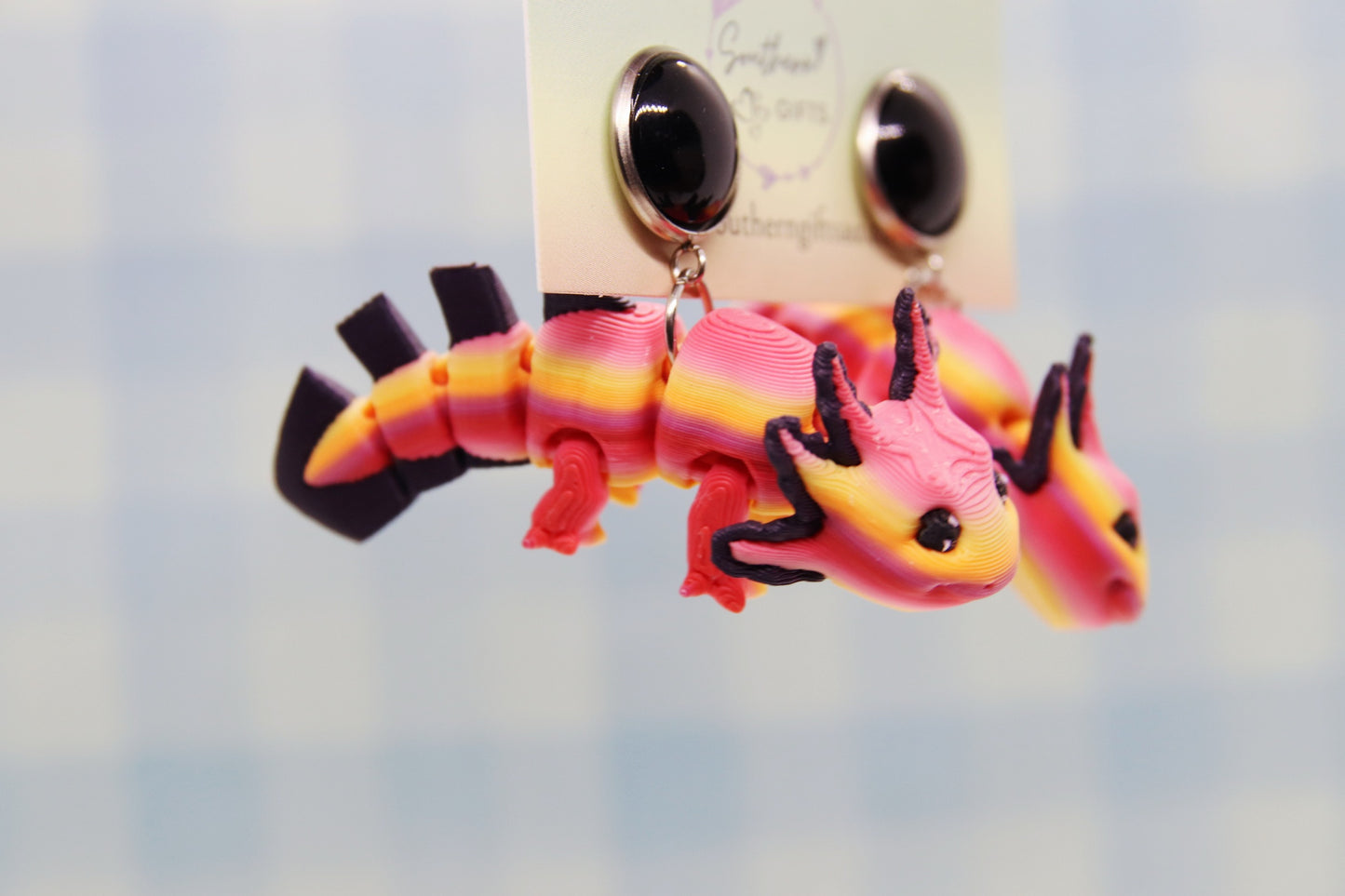 3D Sunset Axolotl Earrings