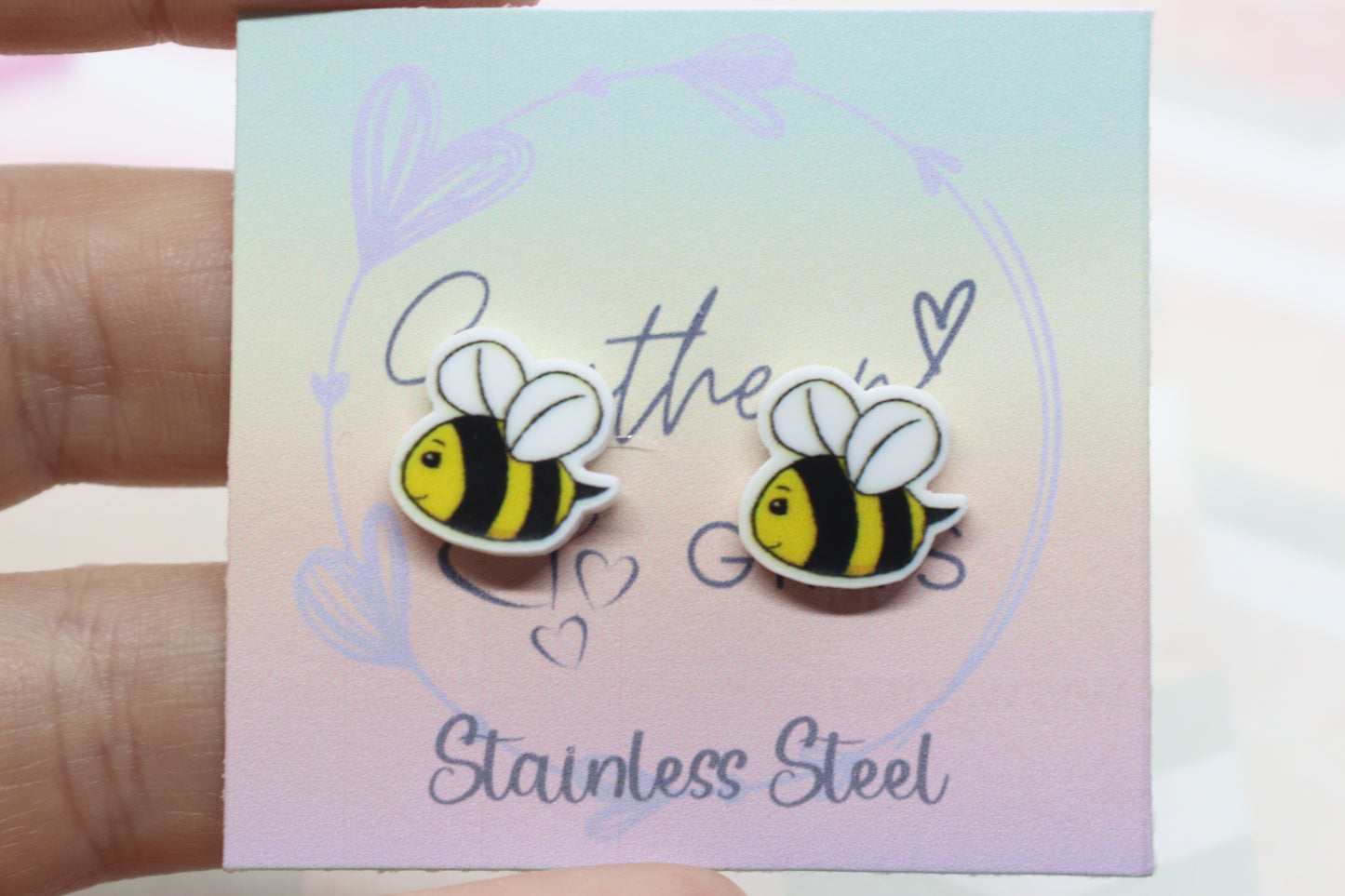 Small Bee Statement Stud Earrings