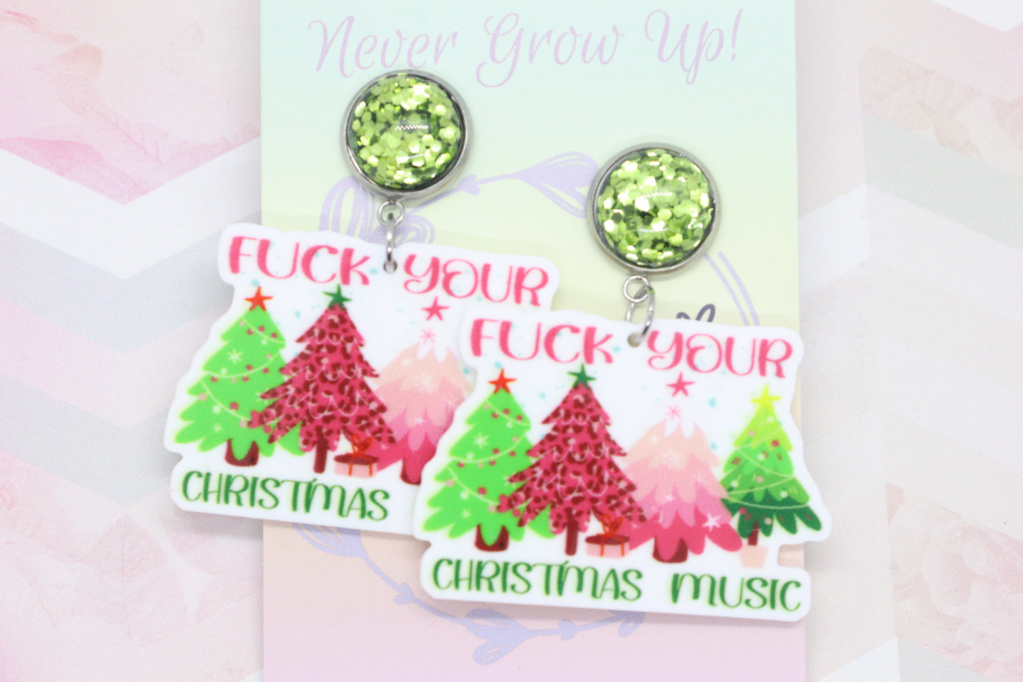 Standard Fuck Your Christmas Music Statement Earrings