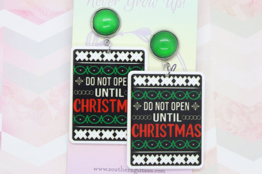 Standard Do Not Open Until Christmas Statement Earrings