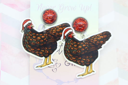 Standard Christmas Chicken Statement Earrings