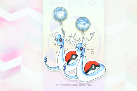 Pokemon Inspired Dragonair Statement Earrings