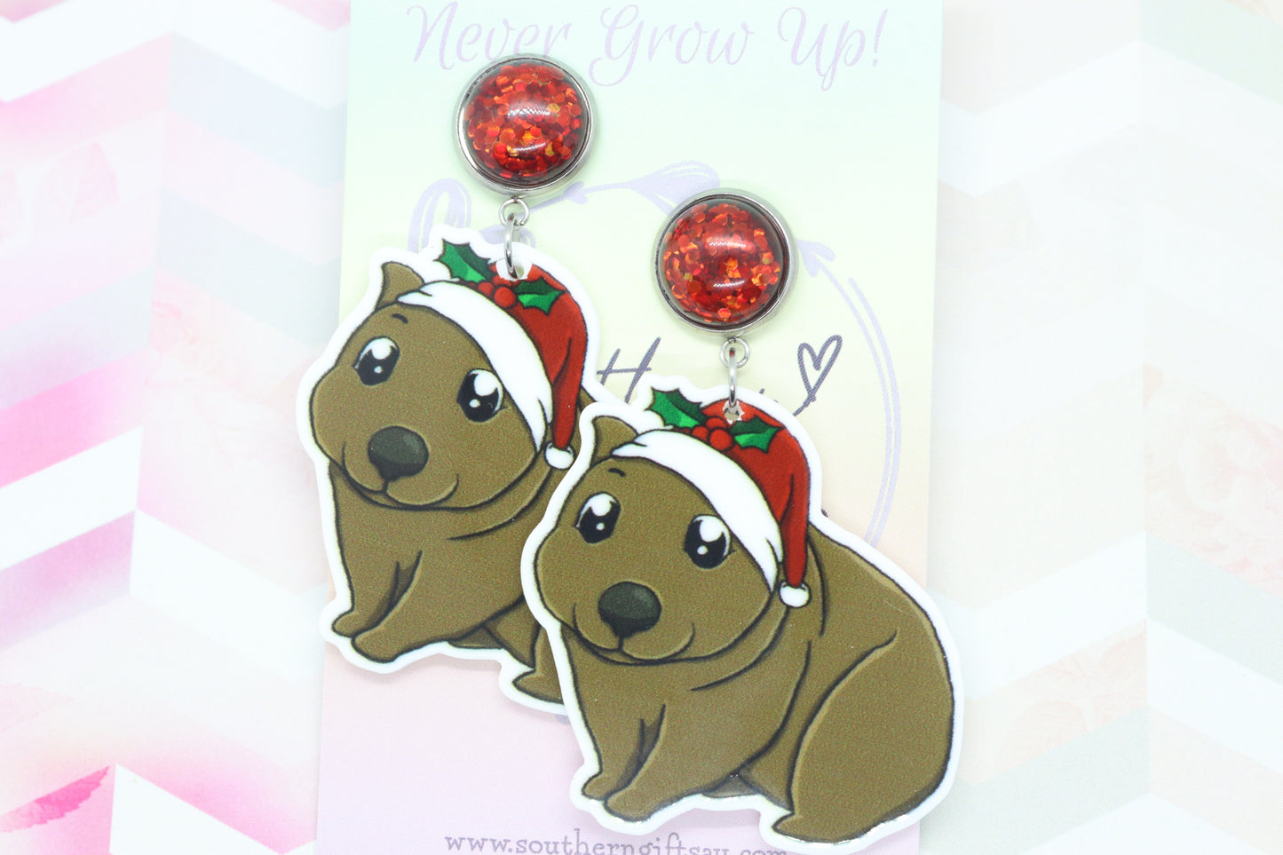 Standard Christmas Wombat Statement Earrings