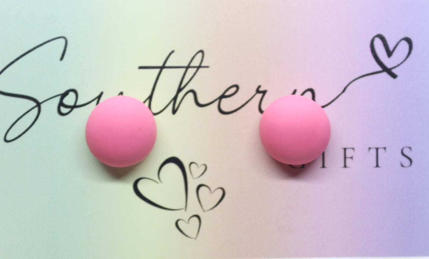 Small 3D Pink Dot Statement Stud Earrings