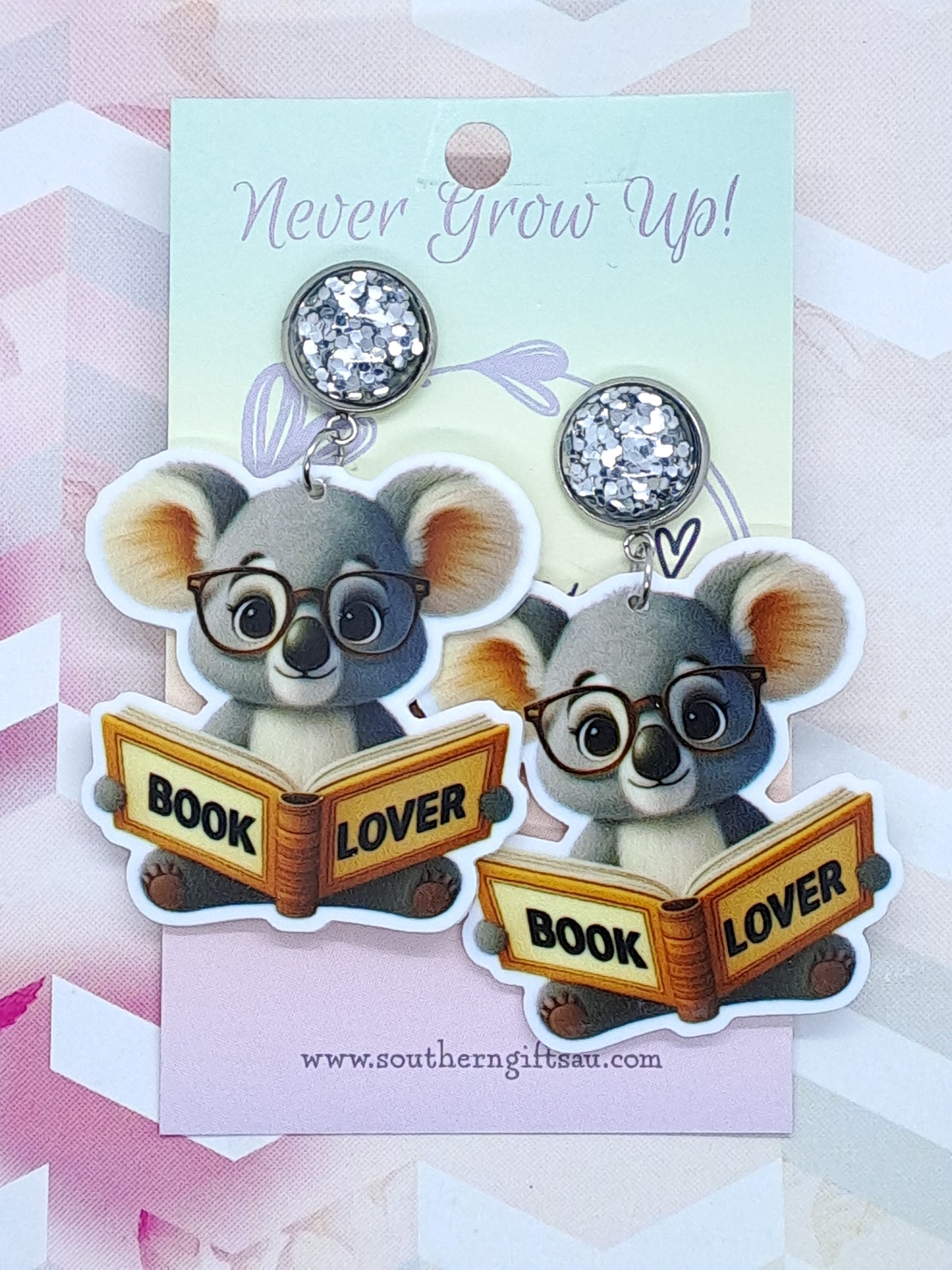 Koala Book Lover Standard Statement Earrings