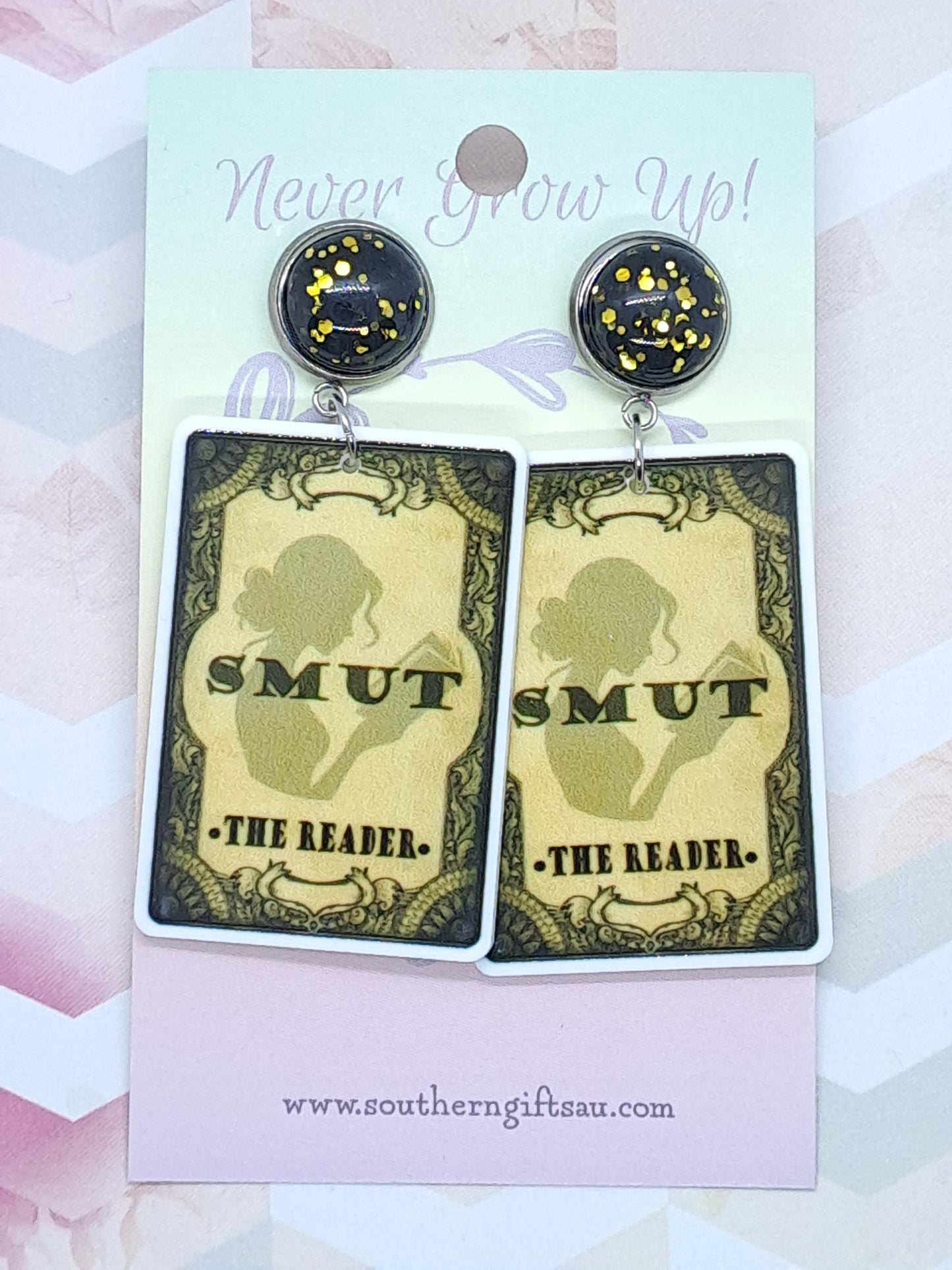 Smut Reader Tarot Card Statement Earrings