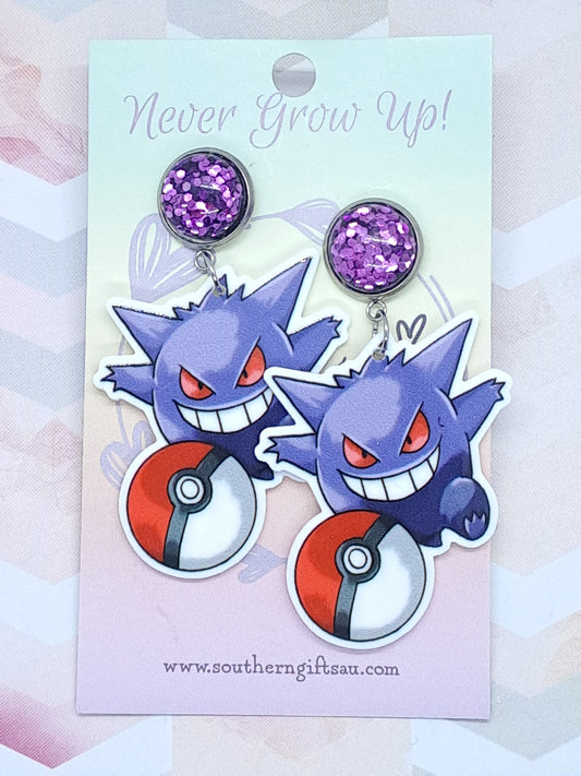 Gengar Inspired Standard Statement Earrings