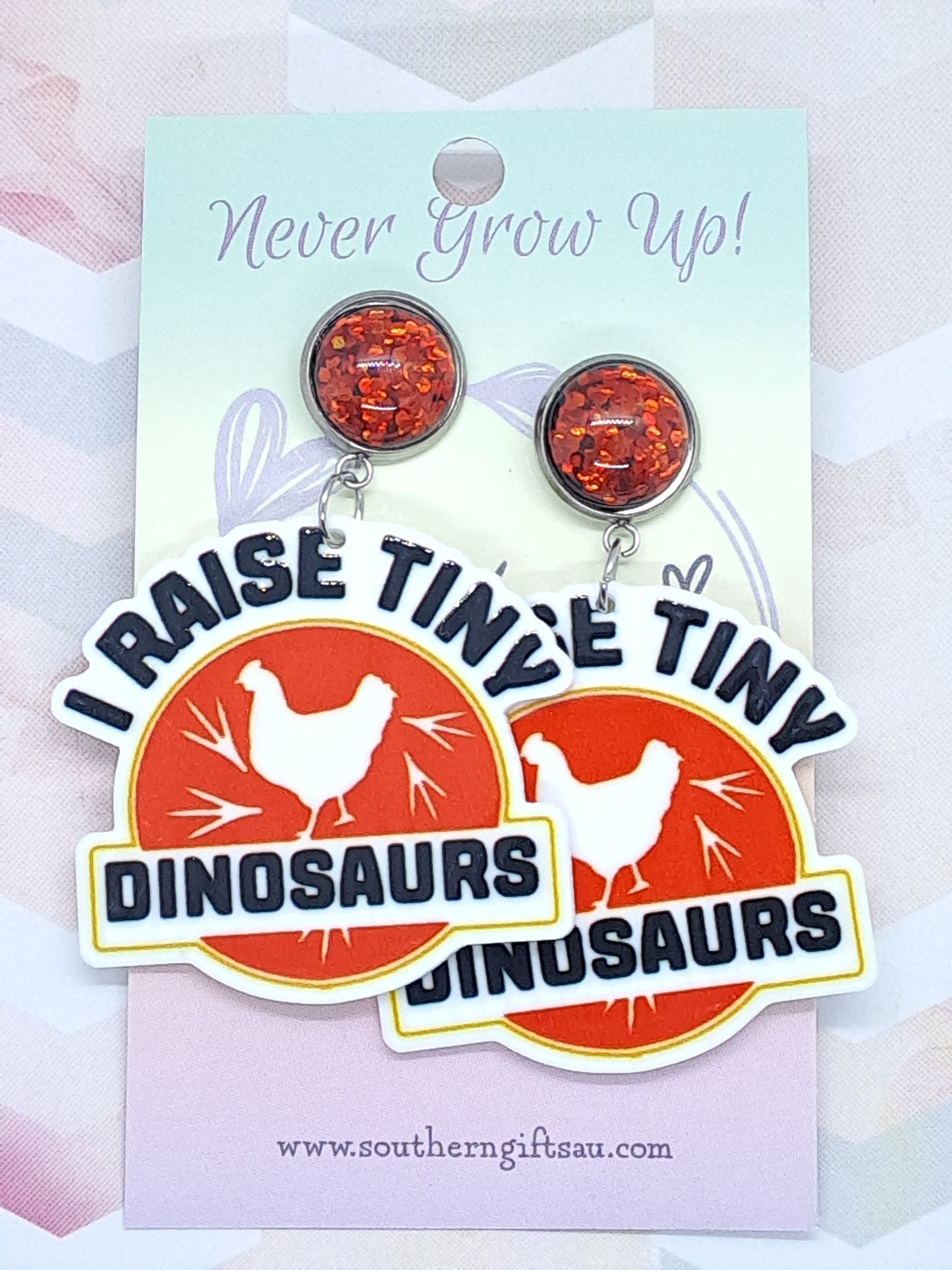 Standard I Raise Tiny Dinosaurs Statement Earrings