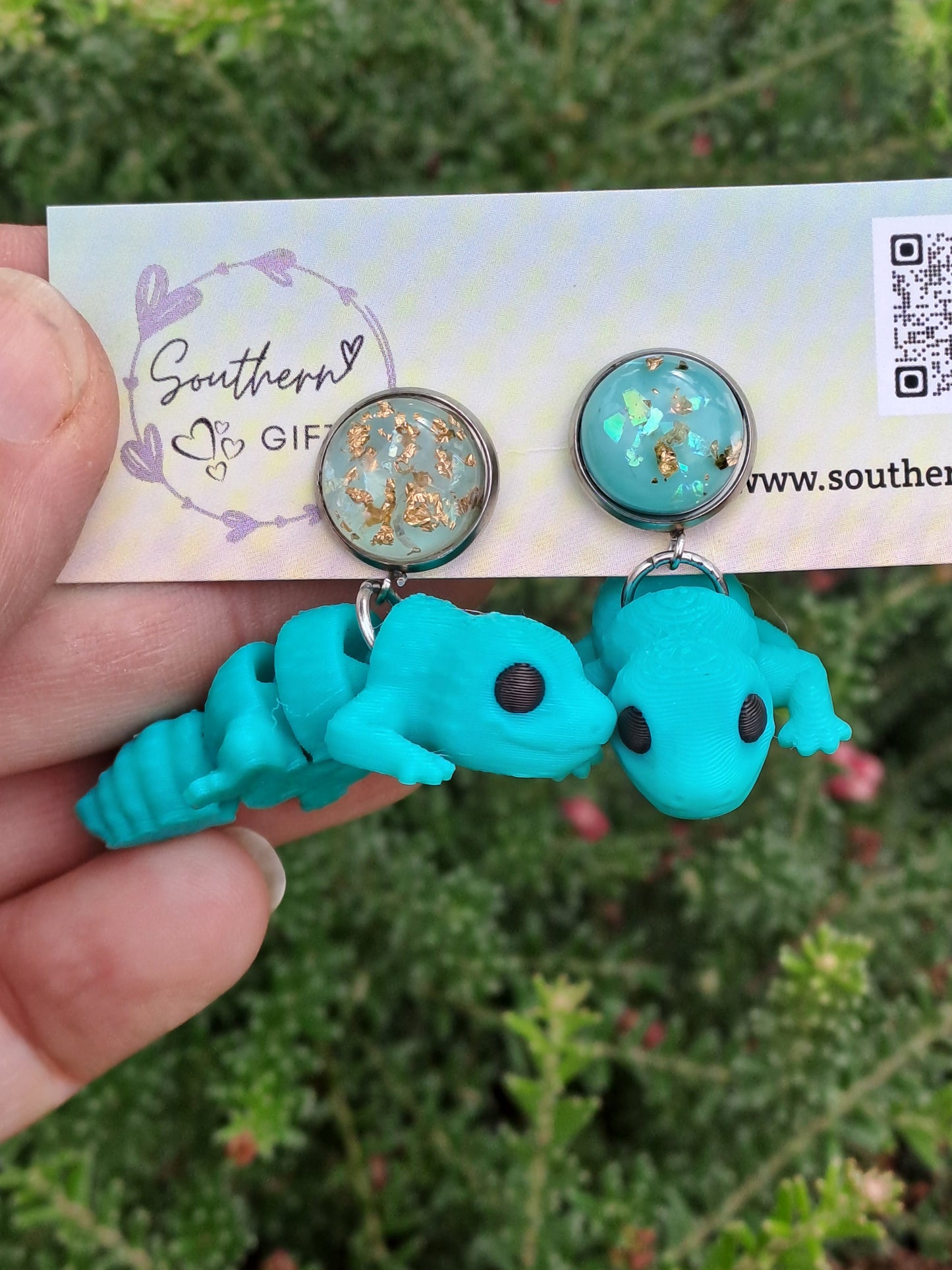 3D Gecko Earrings