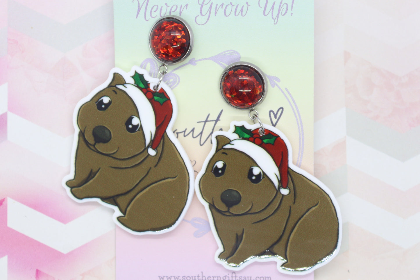 Standard Christmas Wombat Statement Earrings