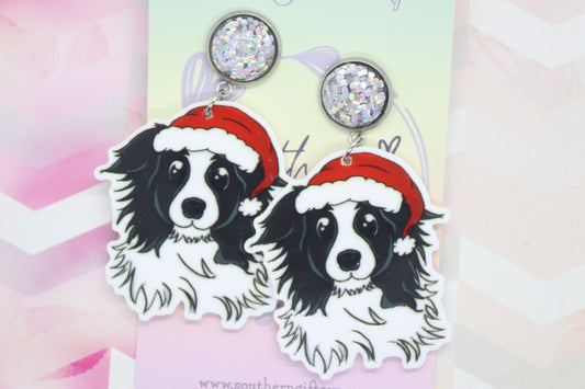 Standard Christmas Border Collie Statement Earrings